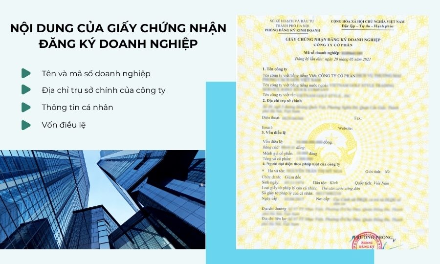 Nội dung Giấy chứng nhận đăng ký kinh doanh