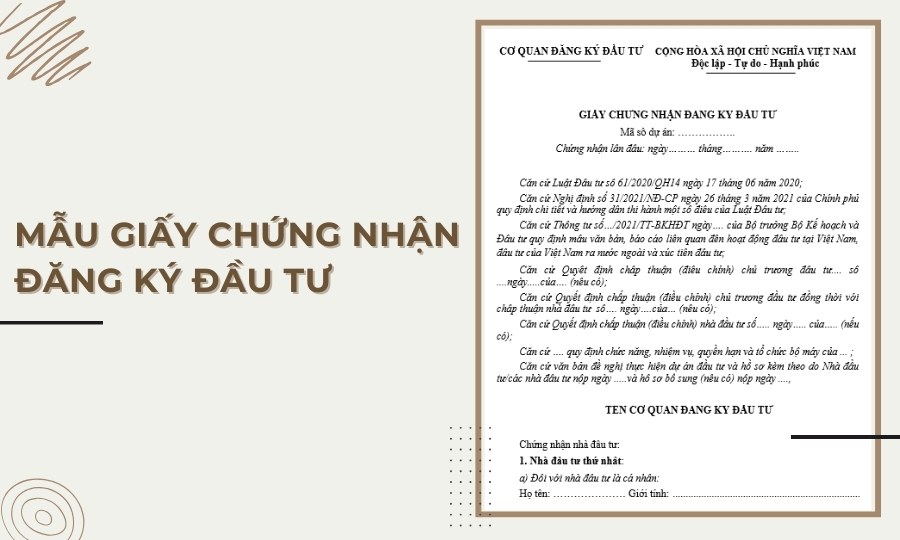 Mẫu Giấy chứng nhận đầu tư