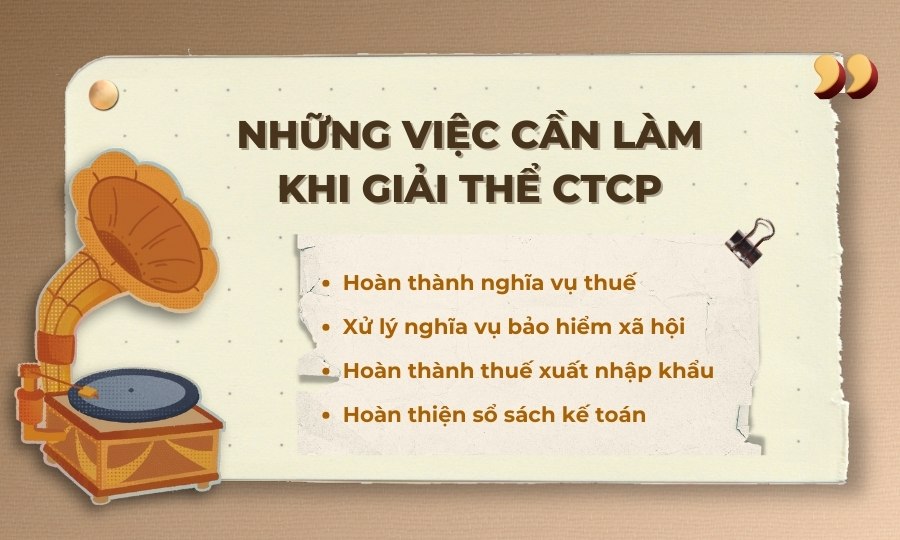 việc cần làm khi giải thể công ty cổ phần