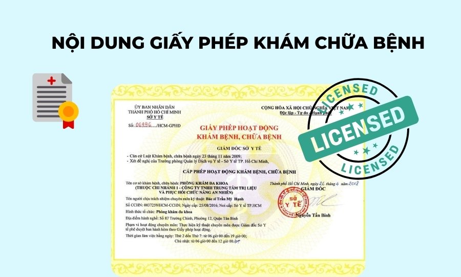 Nội dung giấy phép hoạt động khám bệnh, chữa bệnh