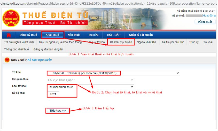 lập tờ khai lệ phí môn bài