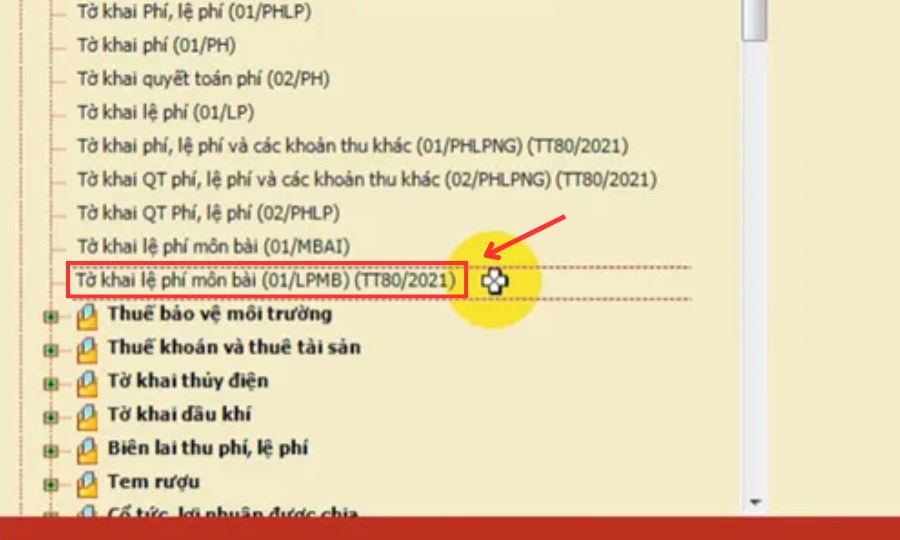 lập tờ khai lệ phí môn bài trên HTKK