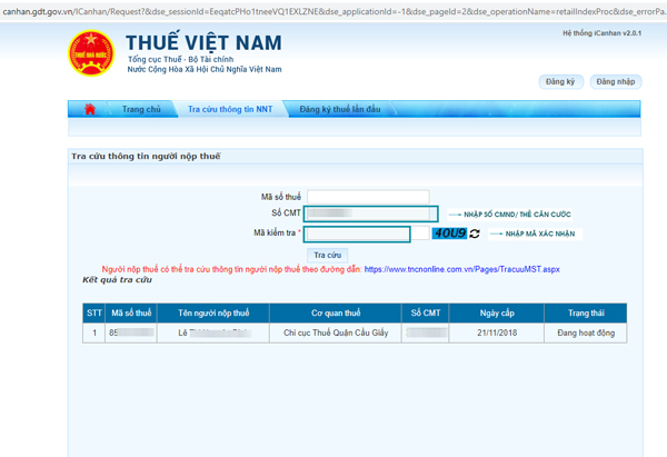 Cách tra cứu trên trang web Thuế điện tử