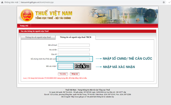 Cách tra cứu trên trang web Thuế Việt Nam