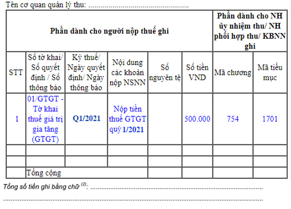 Download Giấy Nộp Tiền Vào Ngân Sách Nhà Nước Mẫu C1-02/Ns Và Hướng Dẫn  Cách Điền