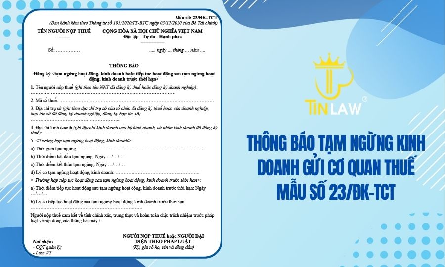 mẫu thông báo tạm ngừng kinh doanh gửi cơ quan thuế