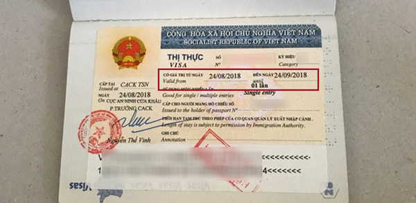 Cách nhận biết thời gian có hiệu lực của visa Việt Nam