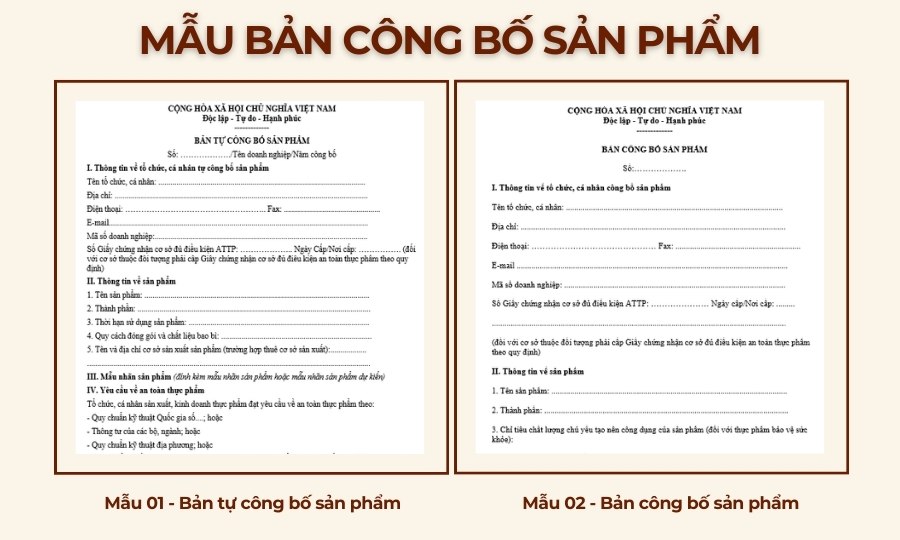 Mẫu giấy công bố sản phẩm