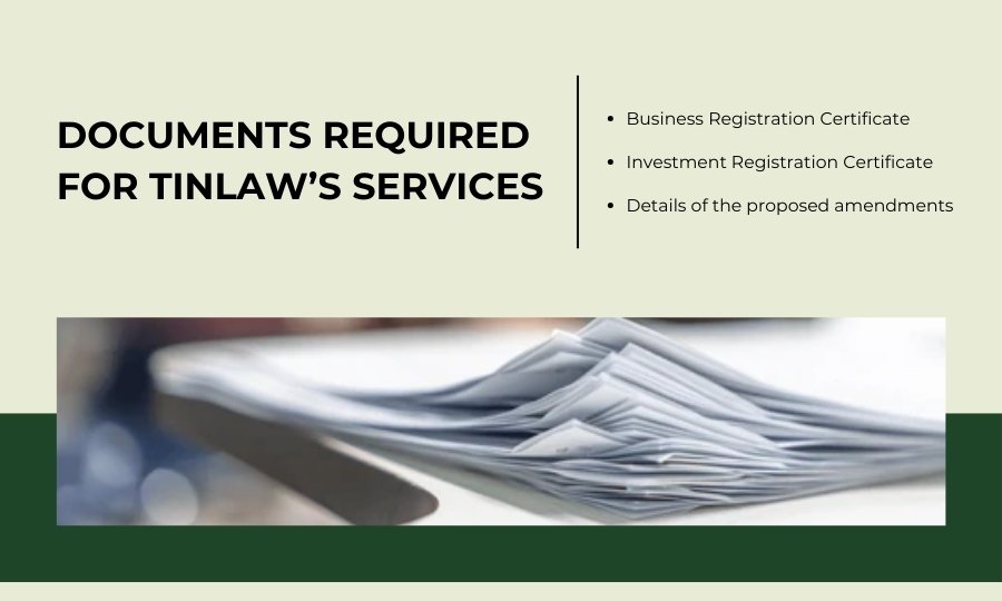 Documents required for TinLaw’s Investment Certificate amendment services