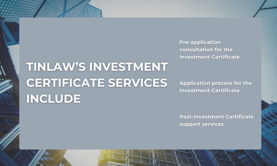 What does TinLaw’s comprehensive Investment Certificate services include?