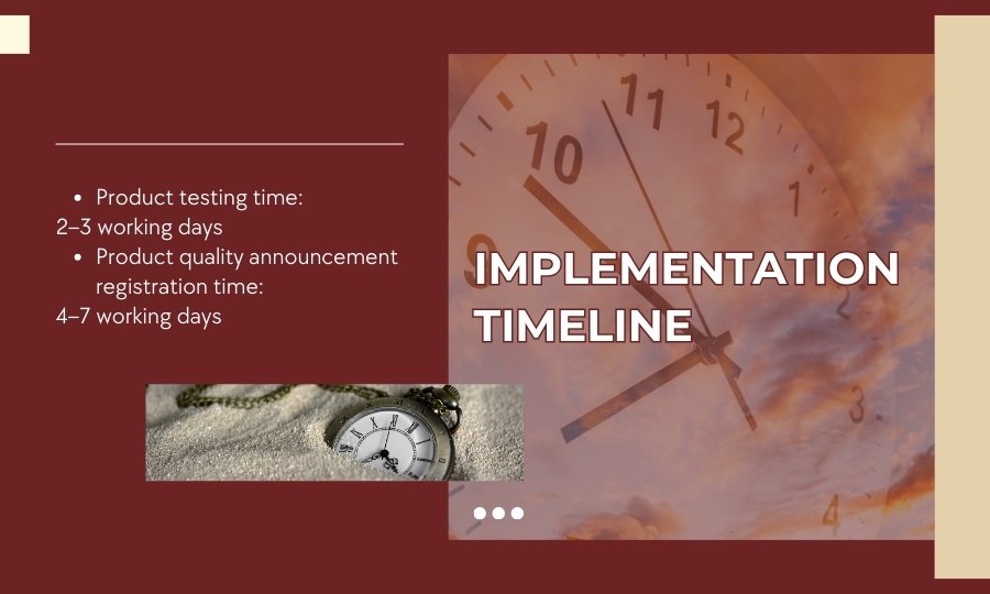 Timeline for product declaration services at TinLaw