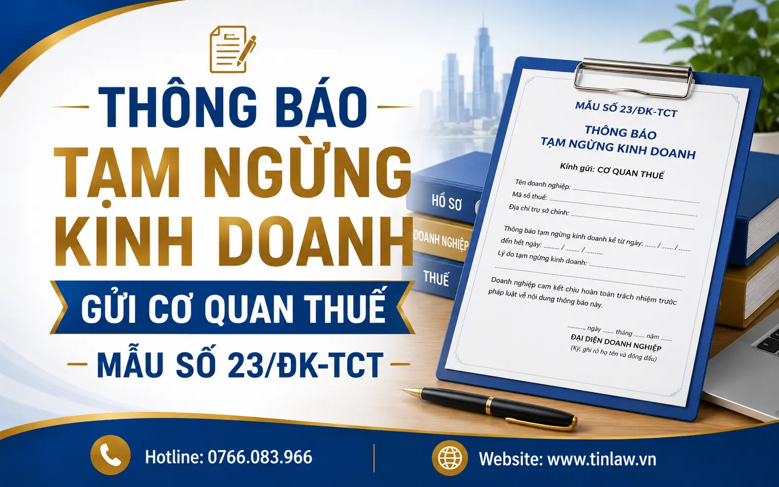 Thông báo tạm ngừng kinh doanh gửi cơ quan thuế – Mẫu số 23/ĐK-TCT