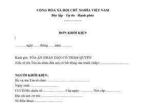 Mẫu đơn kiện tranh chấp đất đai 2026