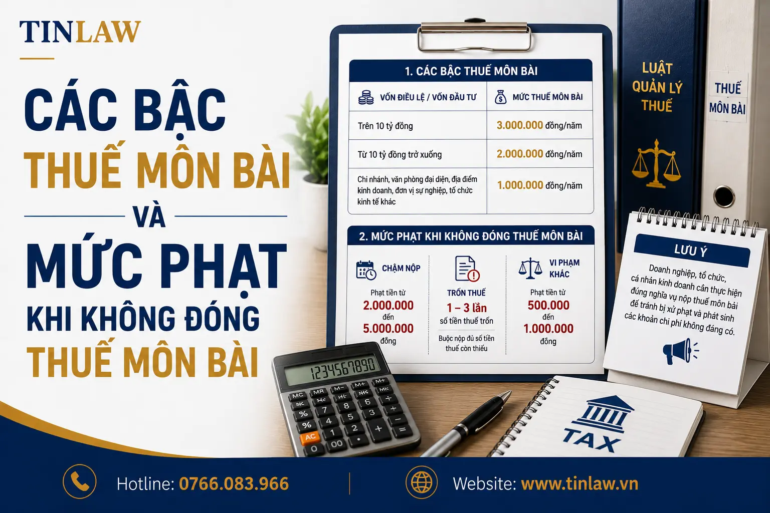 Các bậc thuế môn bài và mức phạt khi không đóng thuế môn bài 2026